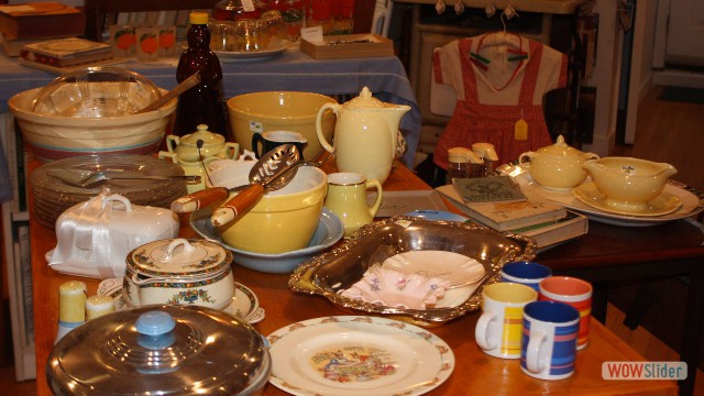 LuRay pottery, English ironstone, yellowware, and good old American glass.